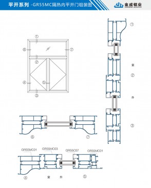 Side-hung series - GR55MC thermal insulation side-hung door assembly diagram